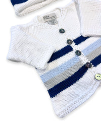 Gita - Boy's 2pc Light Blue/grey/navy Stripe With Hat