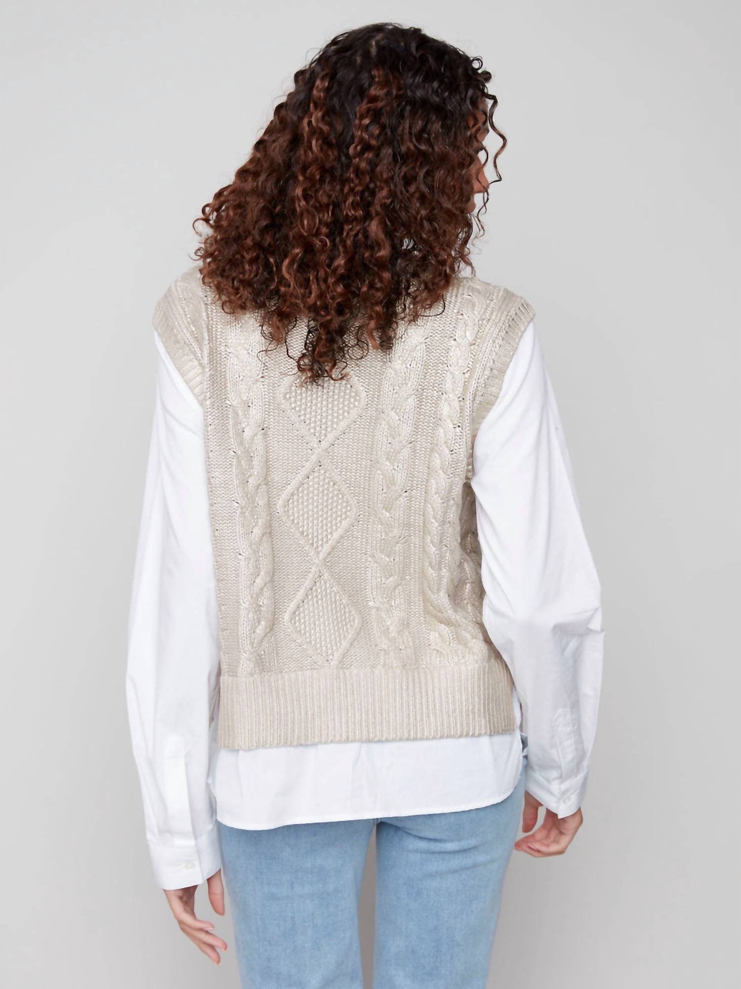 Charlie B - Foiled Crew Neck Fooler Sweater Vest