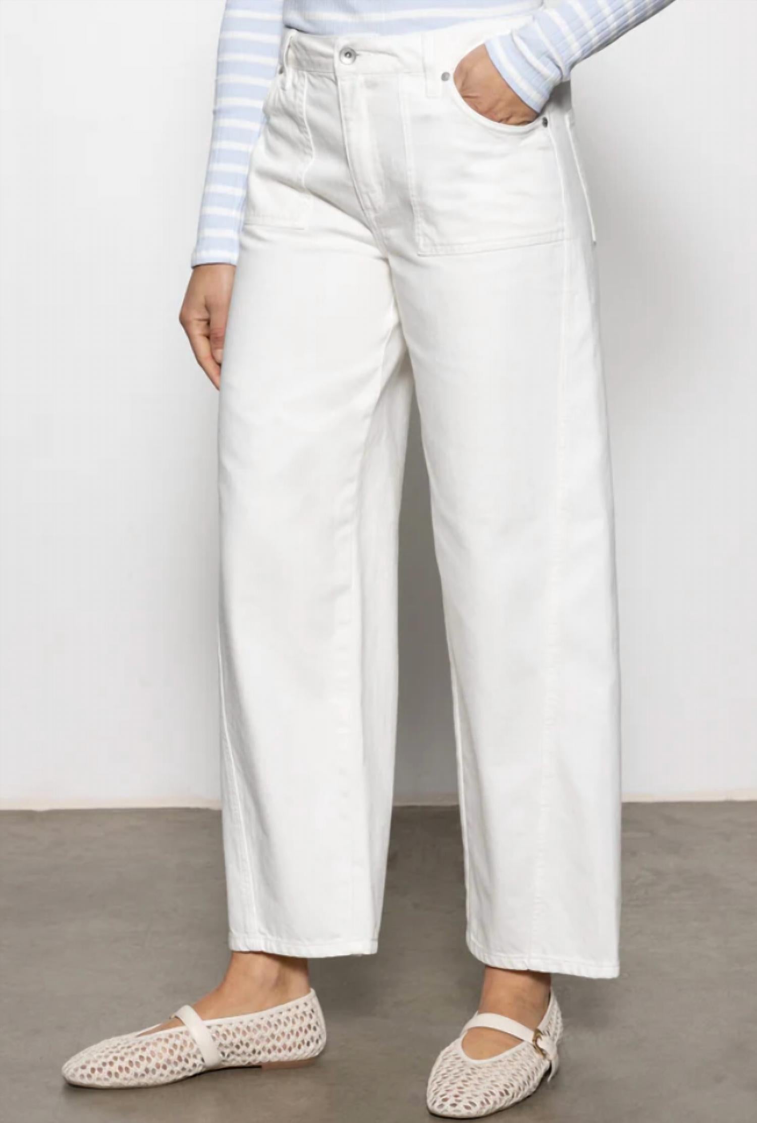 Sanctuary Column Ankle Jeans in bleached white - women's jeans - detail view