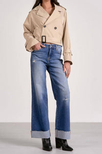 Elan - Crop Belted Trench Coat