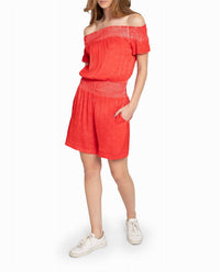 Nicole Miller - Garment Dyed Off The Shoulder Romper