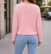 DESIGN HISTORY heart cable sweater in pink - women's sweater - view 4