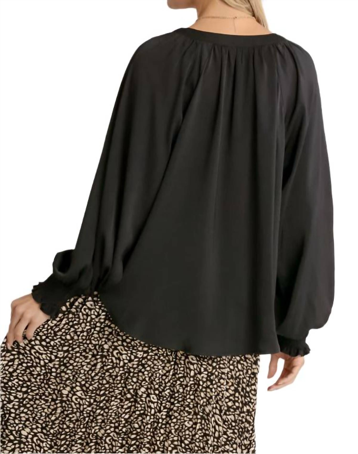 Umgee - Puff Sleeve Satin Blouse