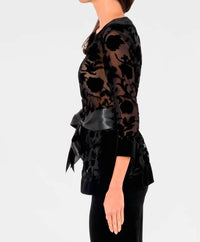 GRETCHEN SCOTT Signature Luxe Garden Tunic in black - women's shirt - detail view