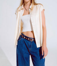 Q2 - Polo Collar Sleeveless Blouse