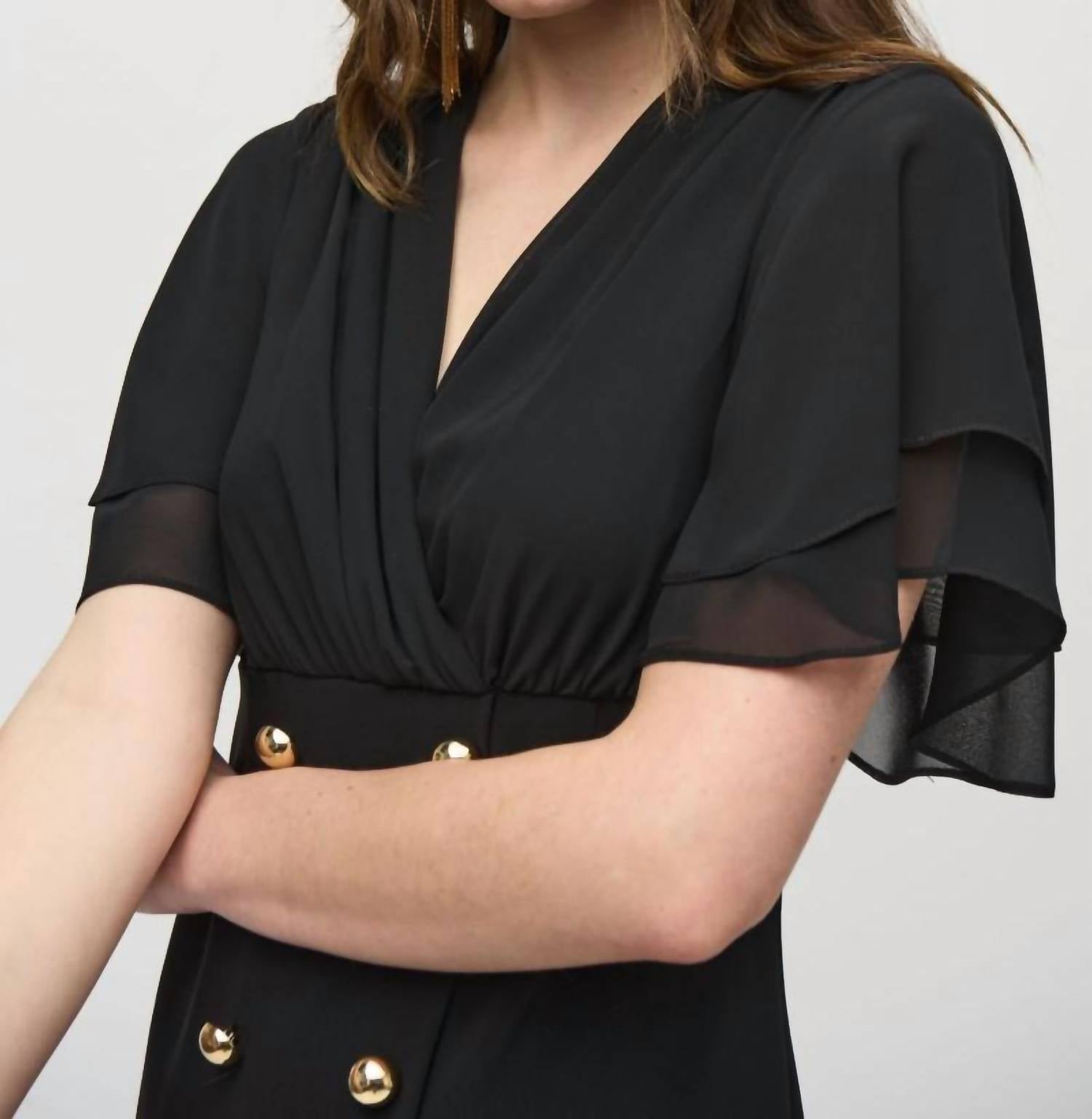Joseph Ribkoff - Double-breasted Faux Wrap Dress