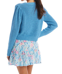 ALLISON NEW YORK Gia Button Down Cardigan in blue - women's cardigan - detail view
