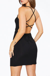 FLORAL-EMBELLISHED OPEN-BACK STRETCH-JERSEY MINI DRESS