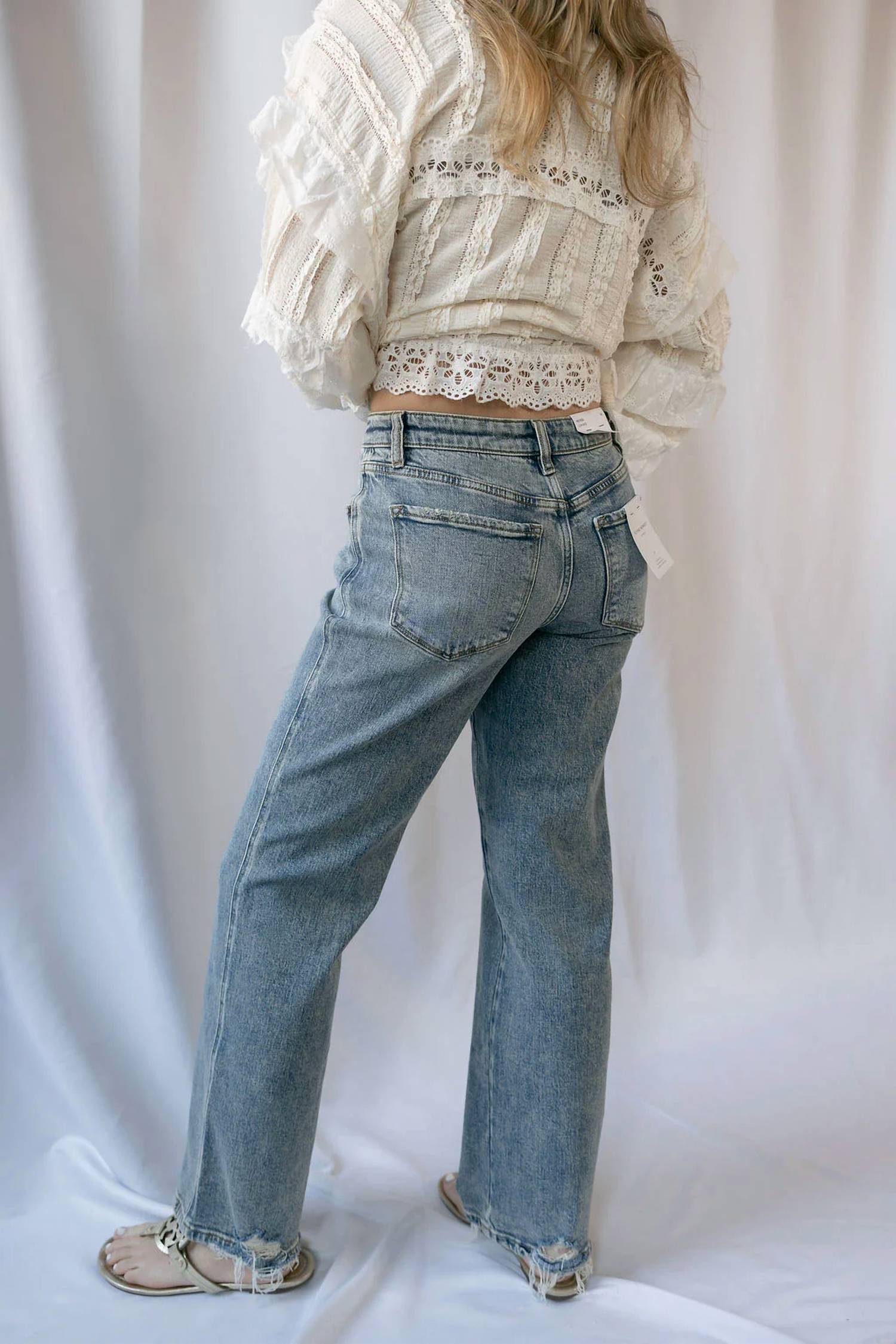 Flying Monkey - Phoenix Mid Rise Tinted Slim Wide Leg Jeans