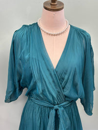 Scandal Italy Women's Nicki Tiered Maxi Dress in teal - women's dress - detail view