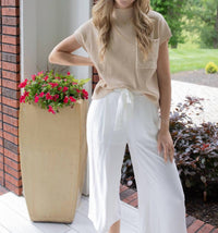 Hem & Thread - Easy Elegance Tie Waist Crop Pants