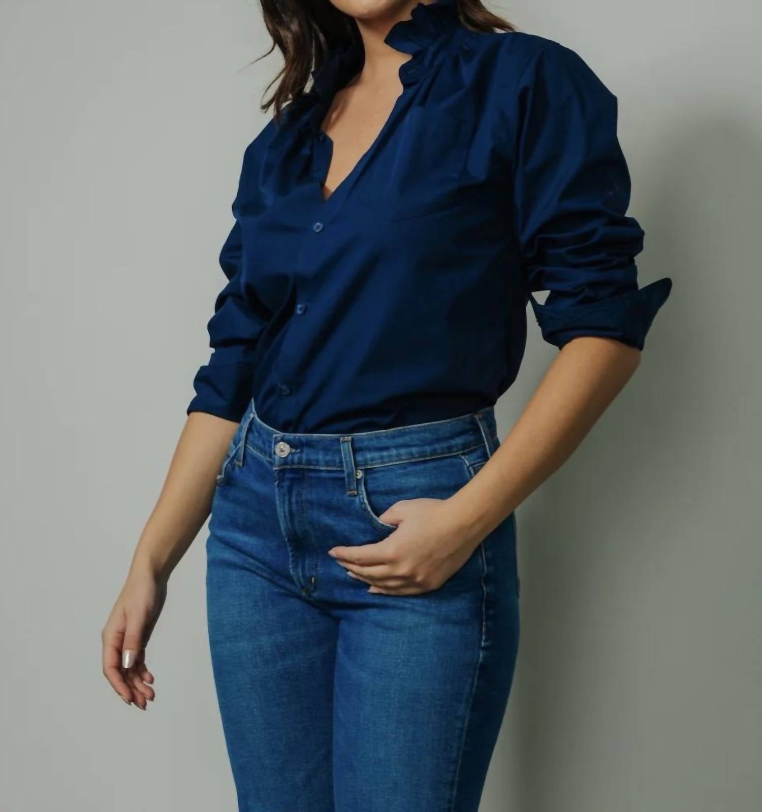 SHOP KMJ Quarantina Top in navy - women's blouse