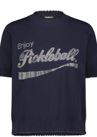 Minnie Rose - Enjoy Pickleball Bling Frayed Edge Tee