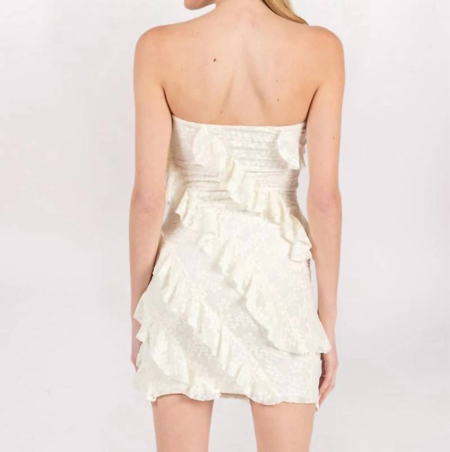 Midnight Muse - Asymmetric Ruffles Lace Mini Dress
