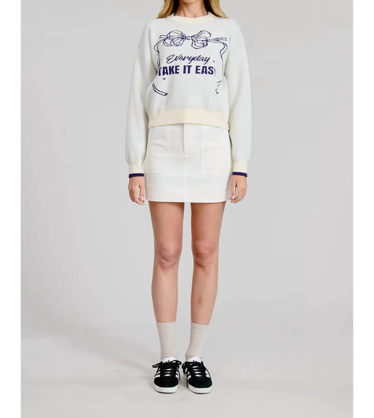 Flat White - Take It Easy Graphic Sweater