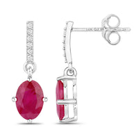 Diana M Jewels Women's Oval Natural Ruby Stud Earrings (1.75 Ct) - Classic in 14k white gold - women's jewelry - detail view