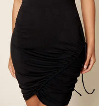 SUGARLIPS Zambia Ruched Knit Dress in black - women's dress - detail view