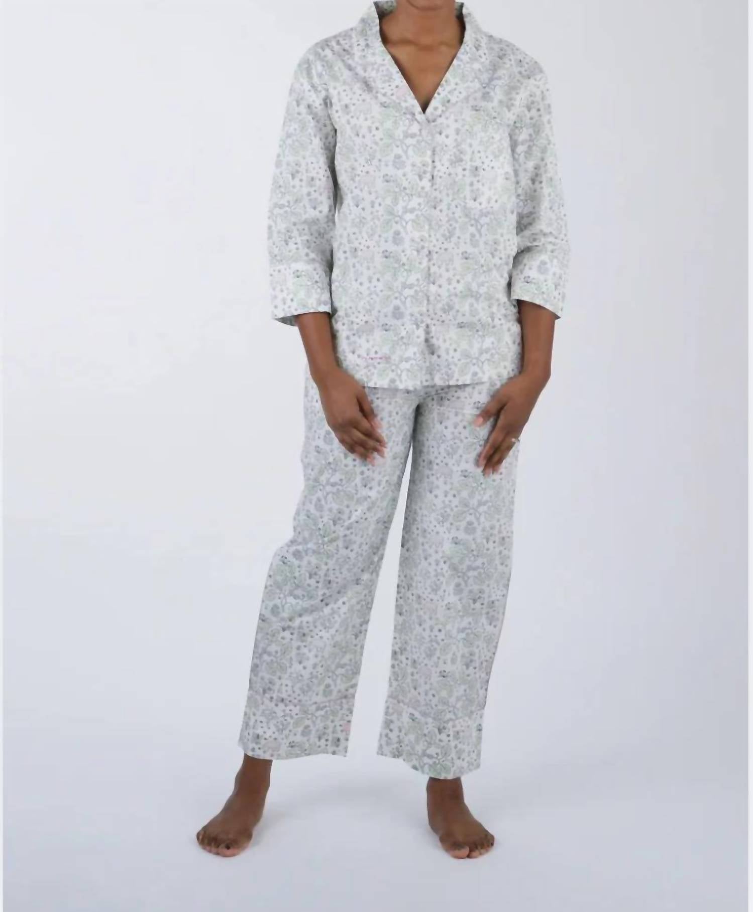 Lenora - Emmie Button-front And Drawstring Waist Pajama