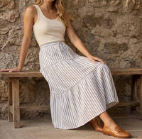 Karen Kane - Stripe Tiered Midi Skirt