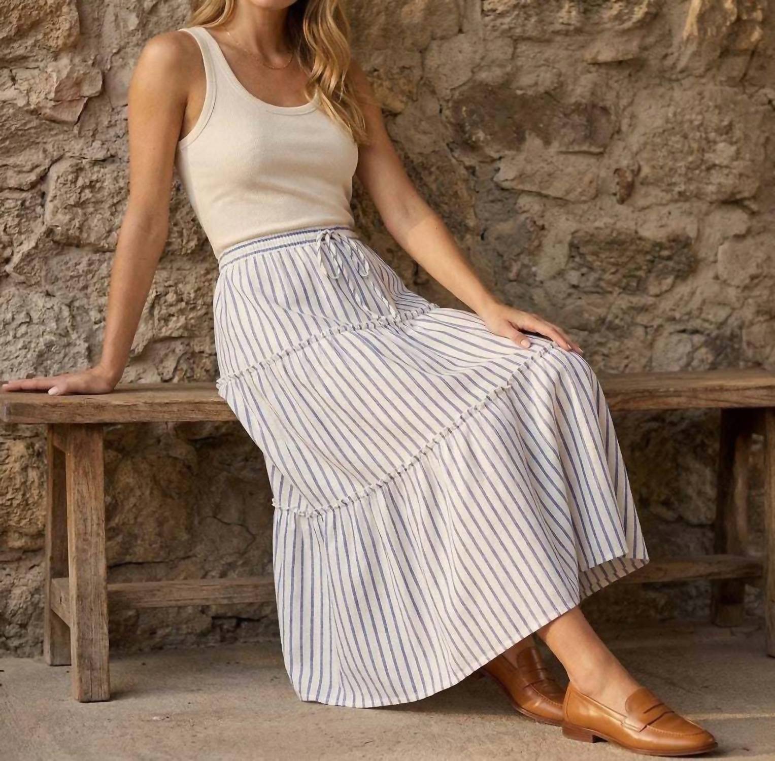 Karen Kane - Stripe Tiered Midi Skirt