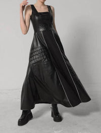 Metamorfosi - Long Flare Vegan Leather Dress