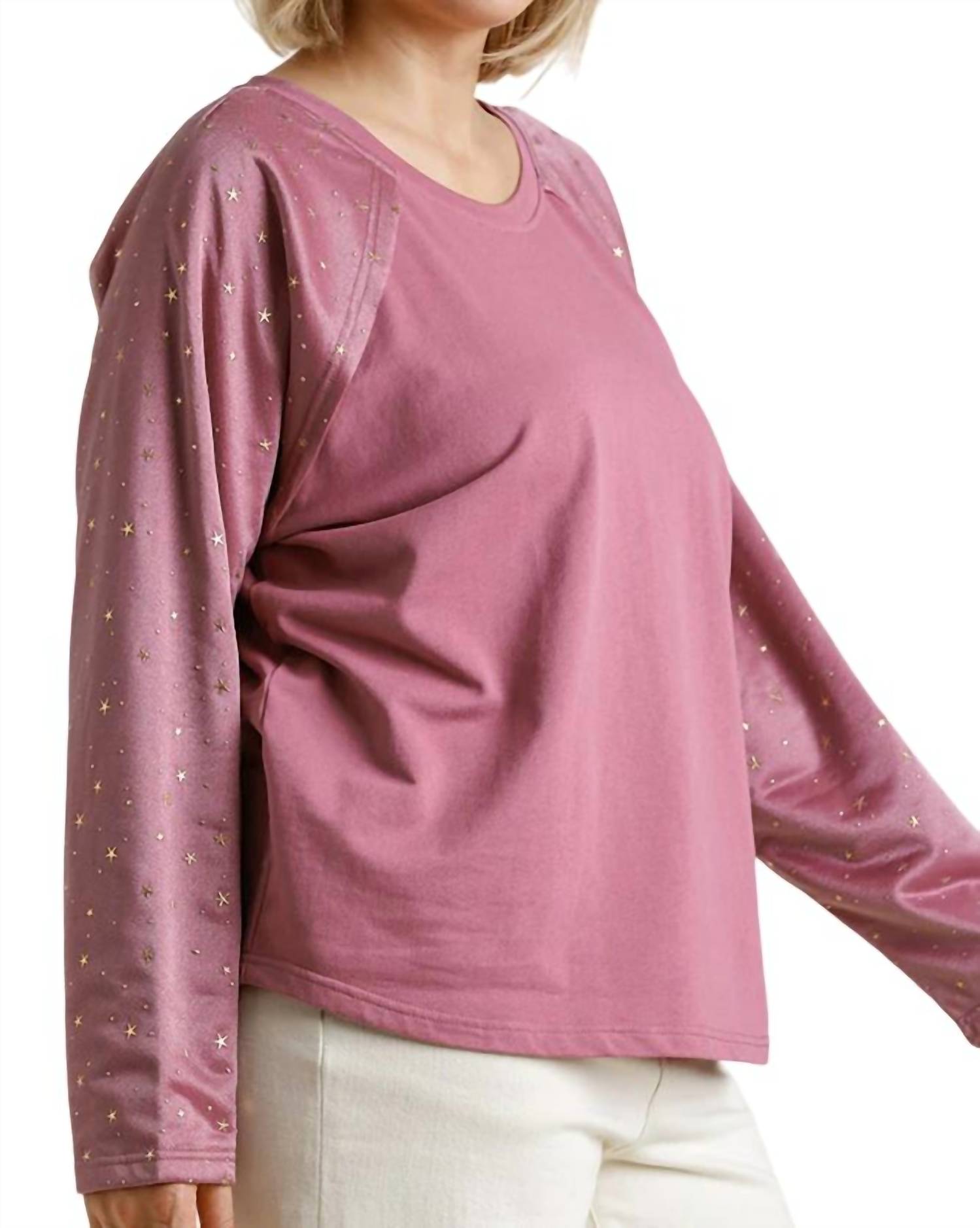 Umgee - Star Layered Mesh Sleeve Top