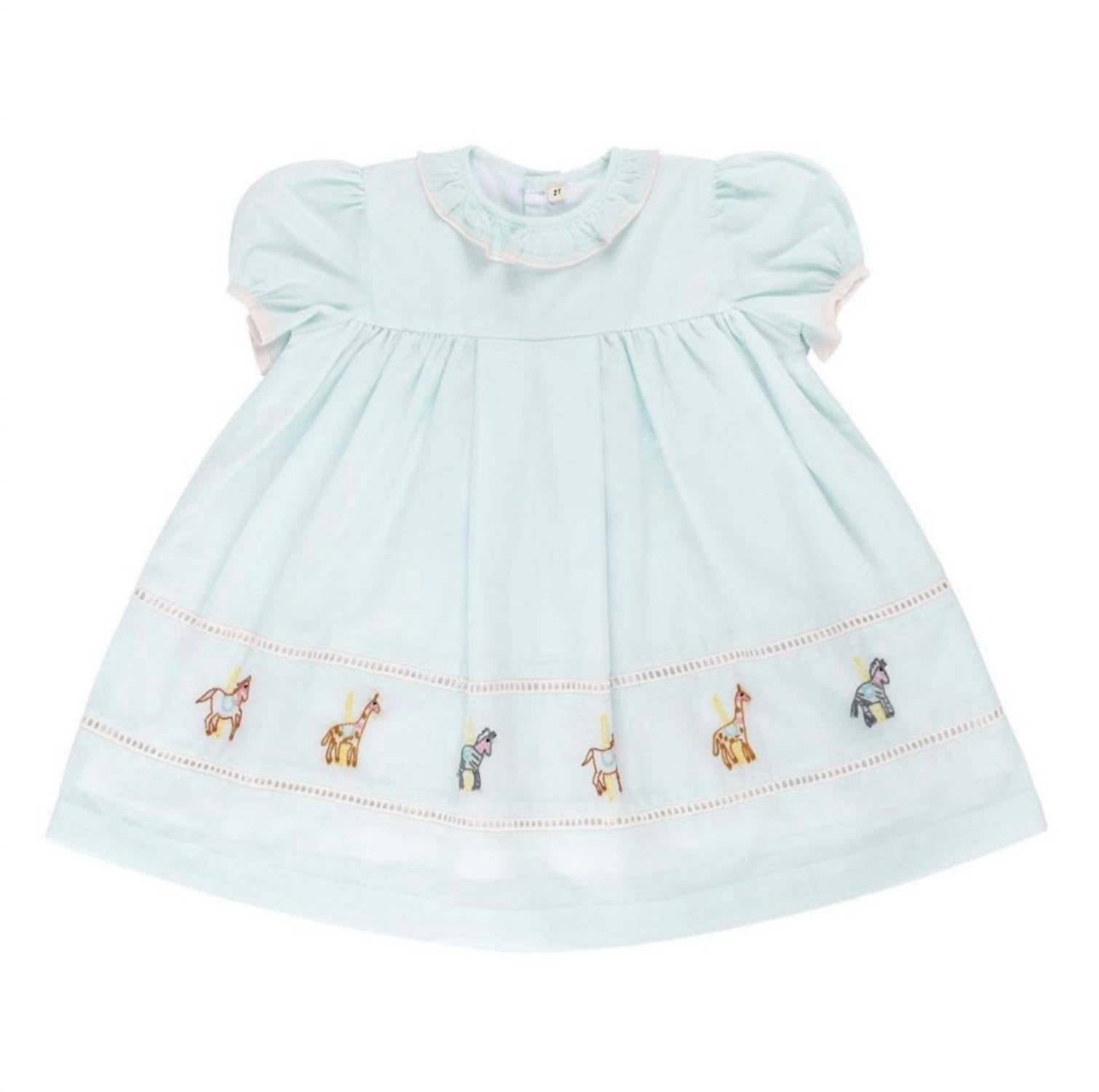 CHRISTIAN ELIZABETH GIRLS' CAROUSEL DRESS in light mint green - kids' dress