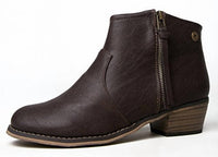 Breckelles - Women's Dorado Leatherette Zip Ankle Riding Bootie