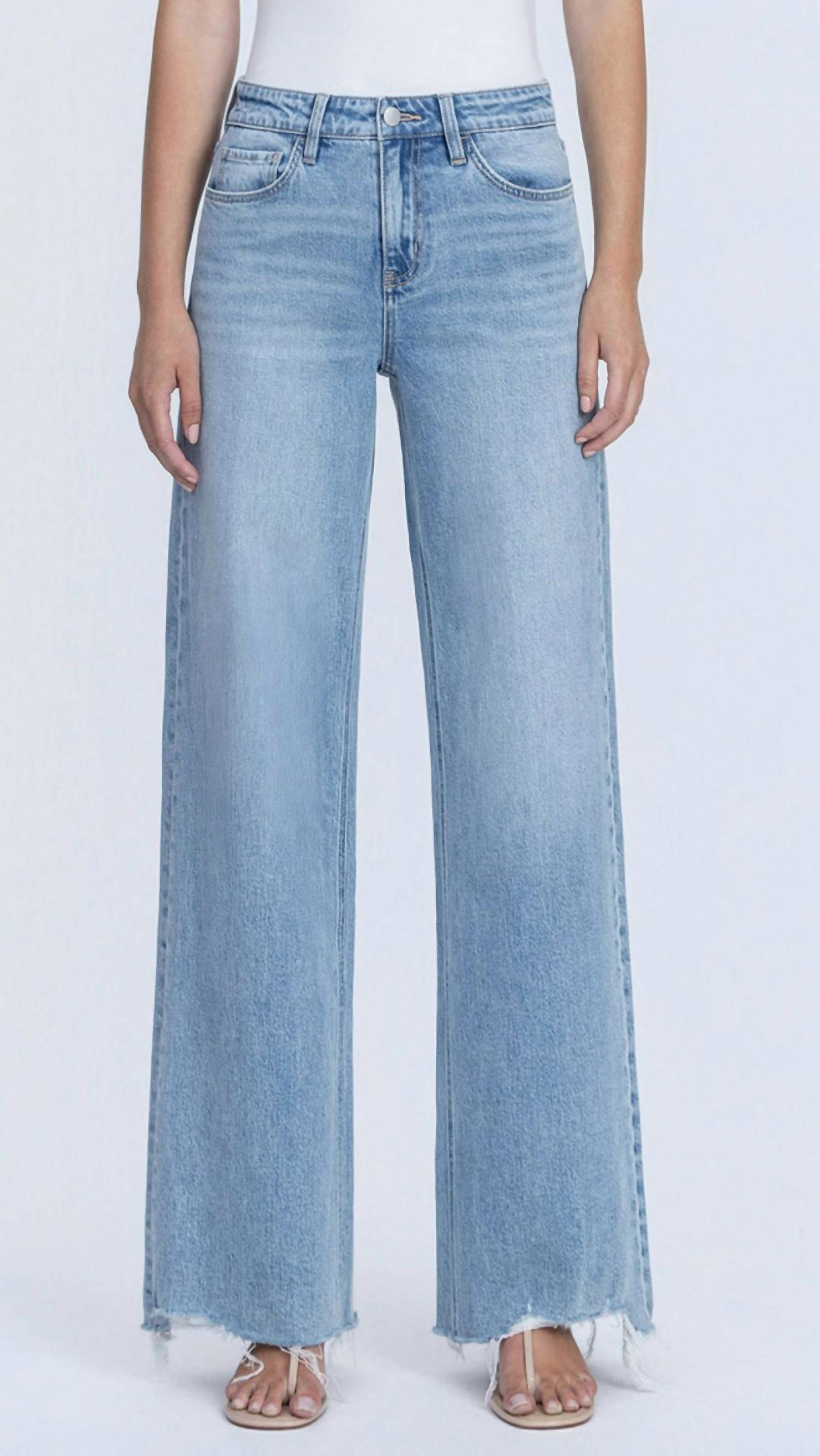 Flying Monkey - High Rise Full Length Raw Hem Wide Leg Jean