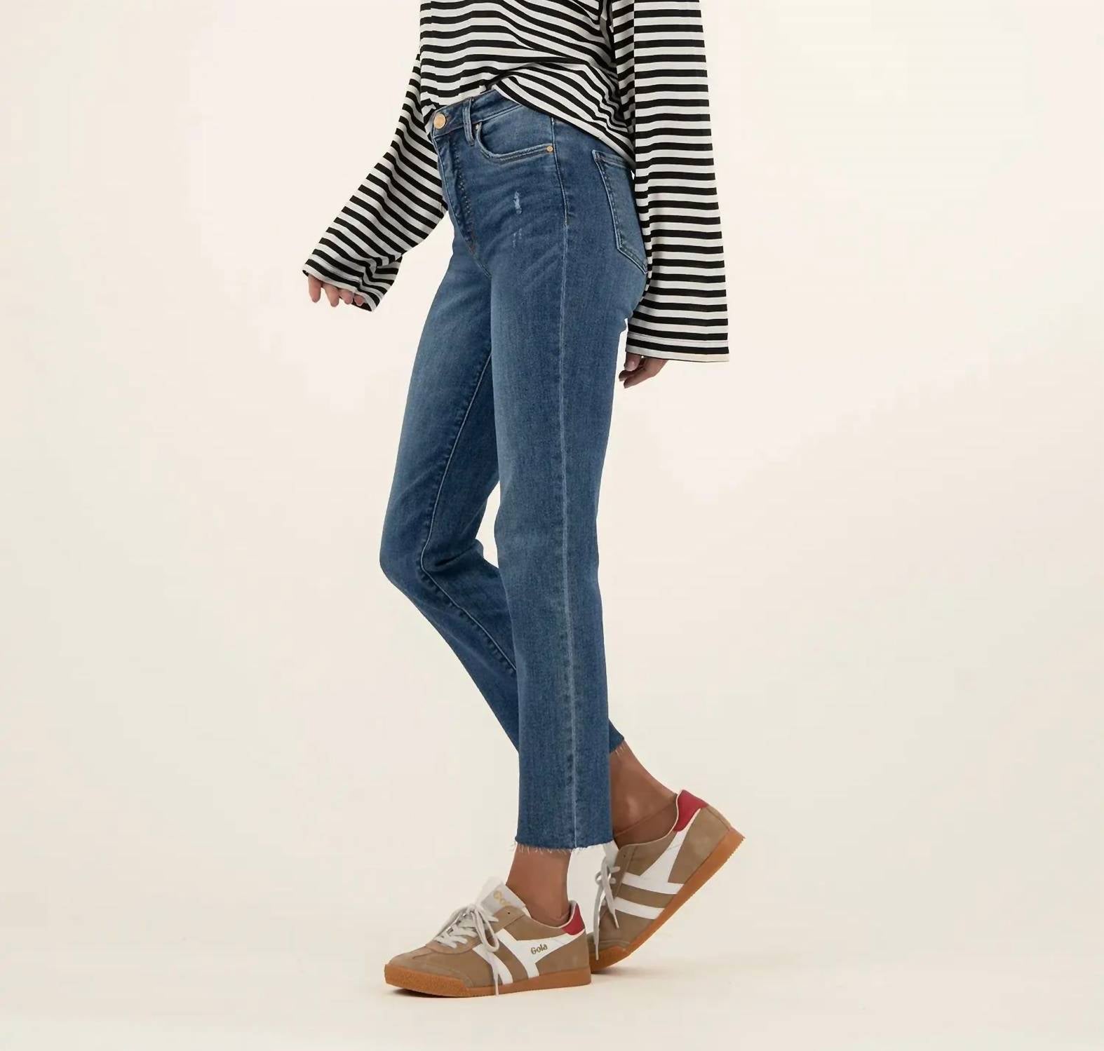 KUT FROM THE KLOTH Reese High Rise Ankle Straight Jeans in intuition - women's jeans - alternate view