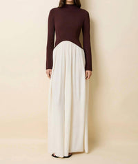 SOLID & STRIPED Soglio Long Sleeve Dress in raisin brown - women's dress