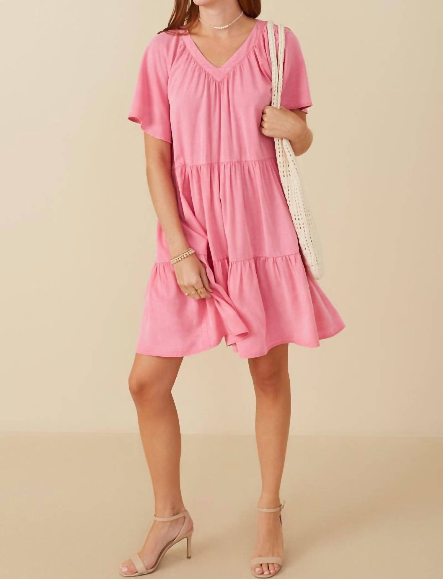 Hayden La - Tiered Tensel V-Neck Dress