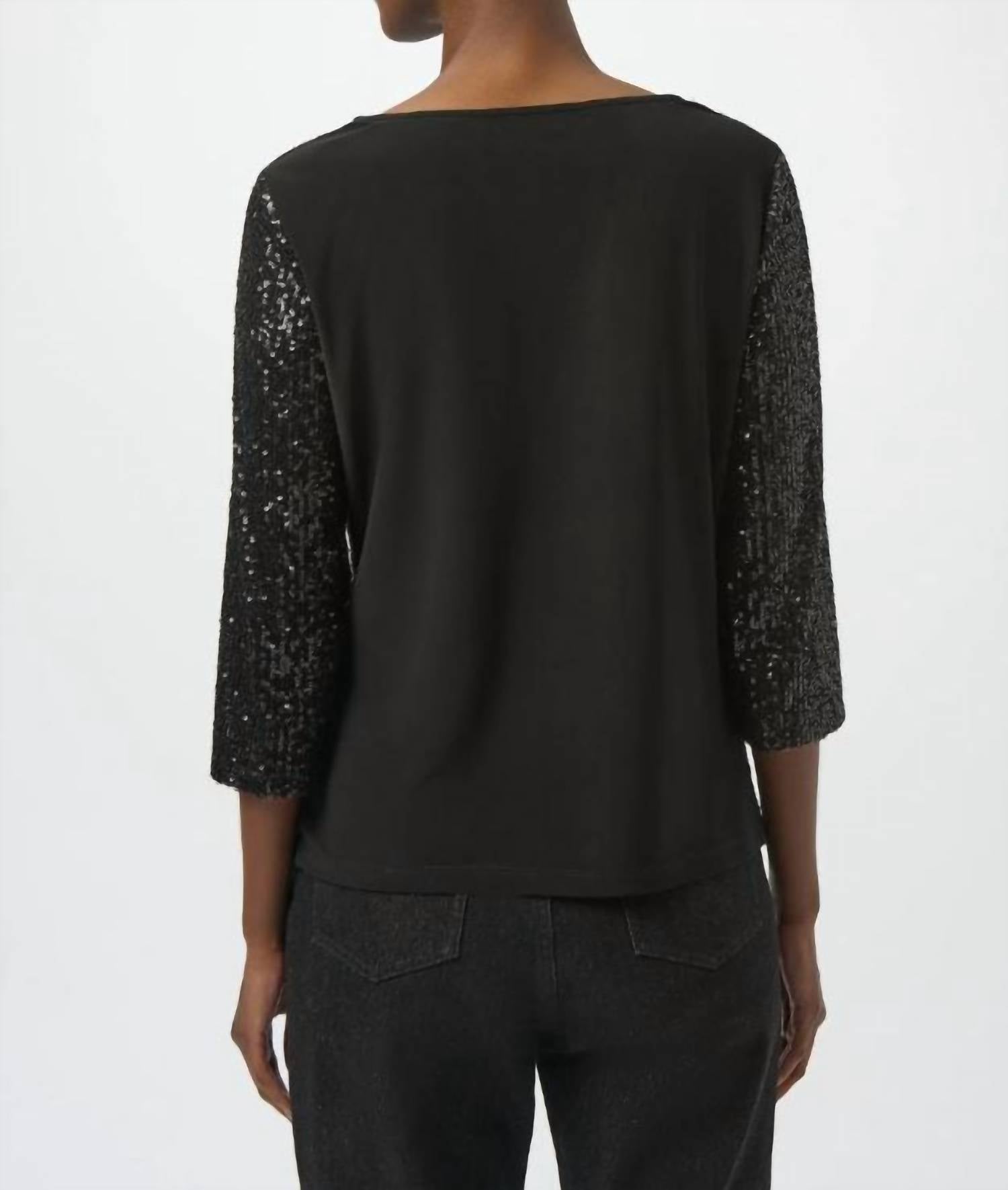 Joseph Ribkoff - Sequined Knit And Silky Knit Straight Top