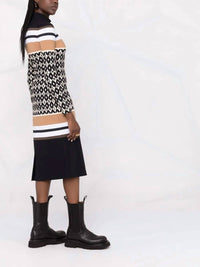Valentino - Logo-pattern Striped Dress