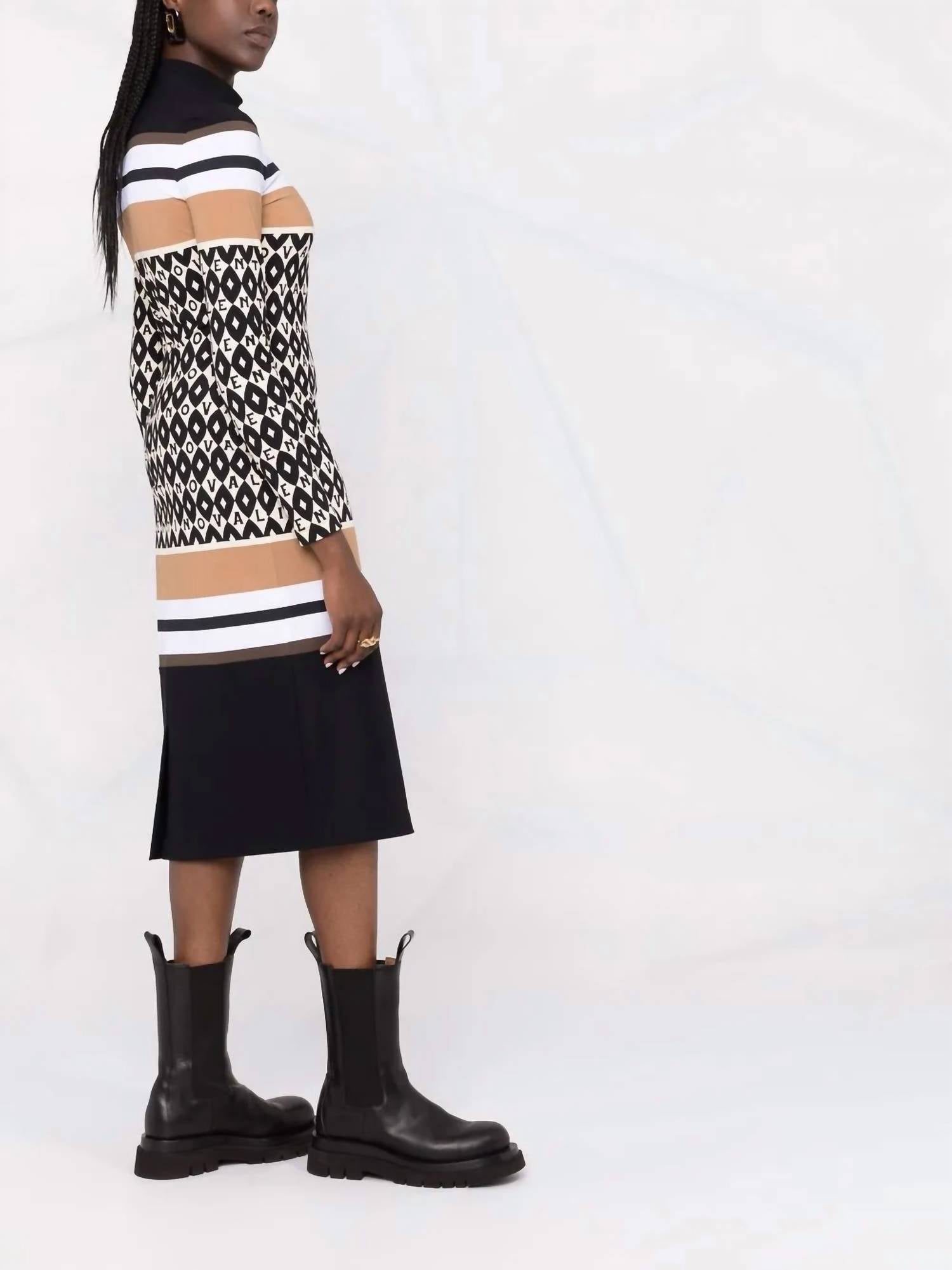 Valentino - Logo-pattern Striped Dress