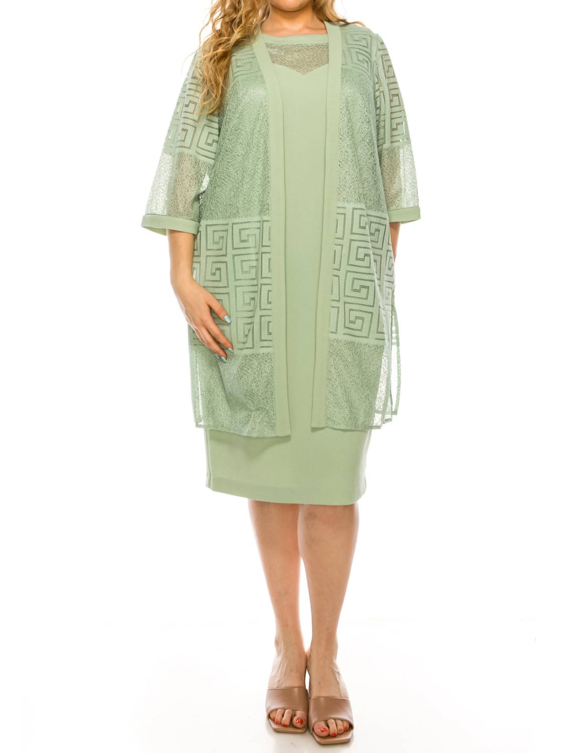 Maya Brooke - Two Piece 3/4 Sleeve Jacket Dress Set