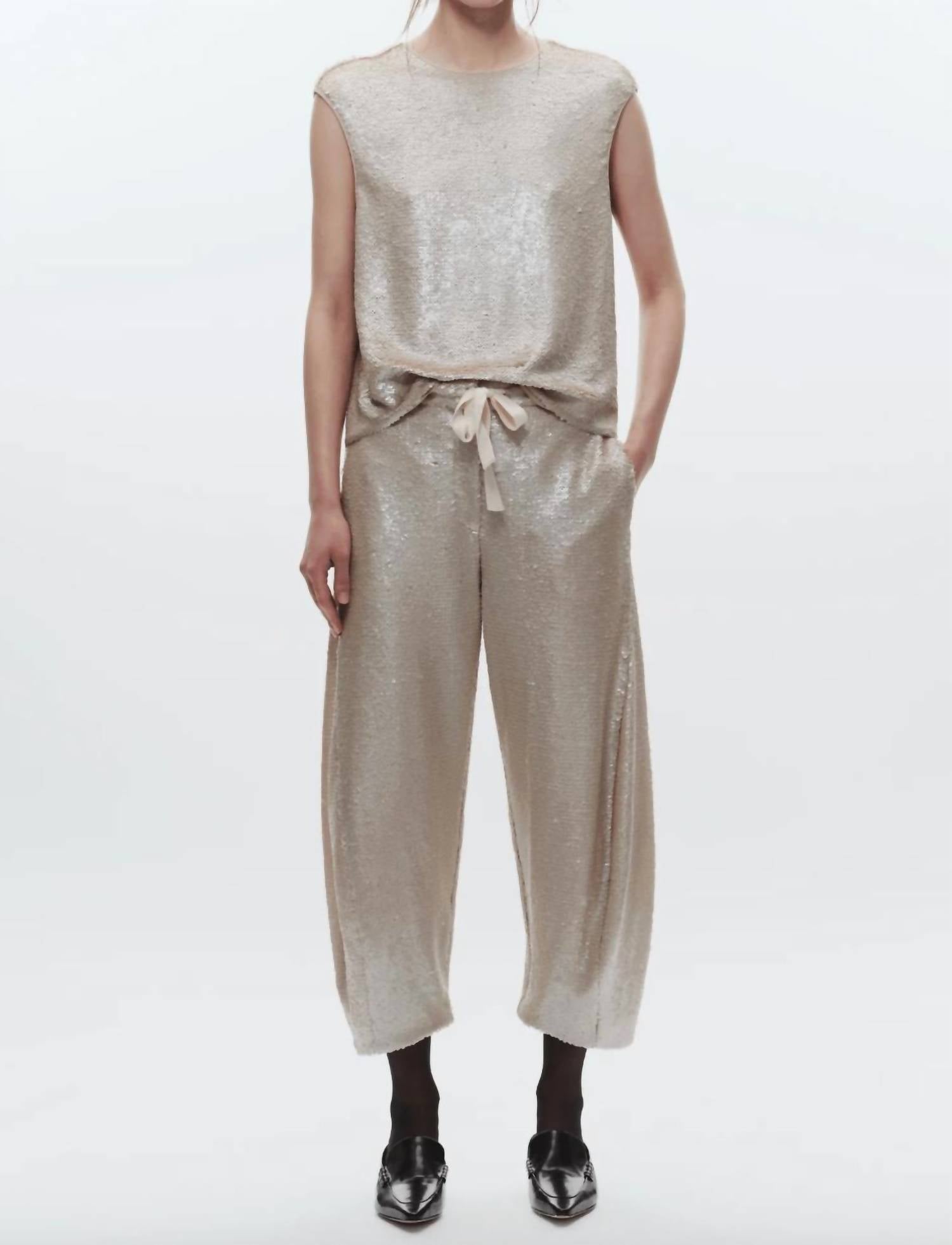 Saint Art Shane Sequin Barrel Pant in pearl - women's pants - view 4
