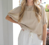 ee:some Everyday Elastic Sleeve Blouse in beige - women's blouse - view 5