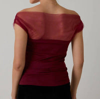 Sunday Edition Cosmopolitan Drape Blouse in cranberry - women's blouse - detail view