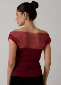 Sunday Edition Cosmopolitan Drape Blouse in cranberry - women's blouse - alternate view