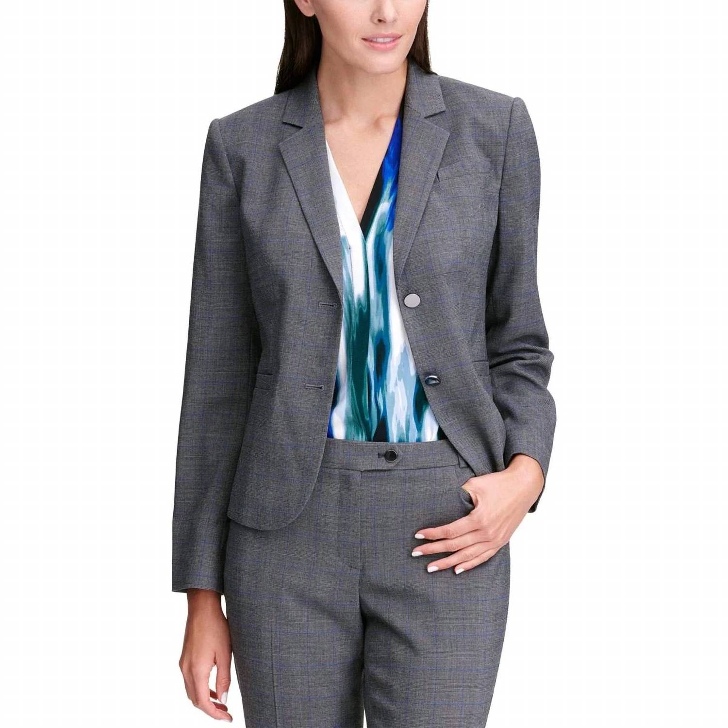 Calvin Klein - Women's Plaid Office Wear Two-button Blazer