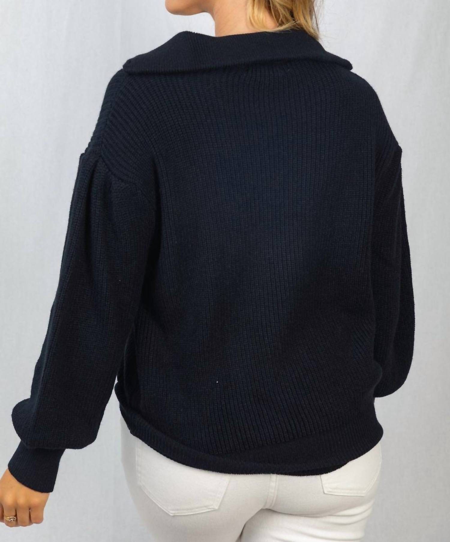 White Birch - Knit Sweater With 3/4 Zip