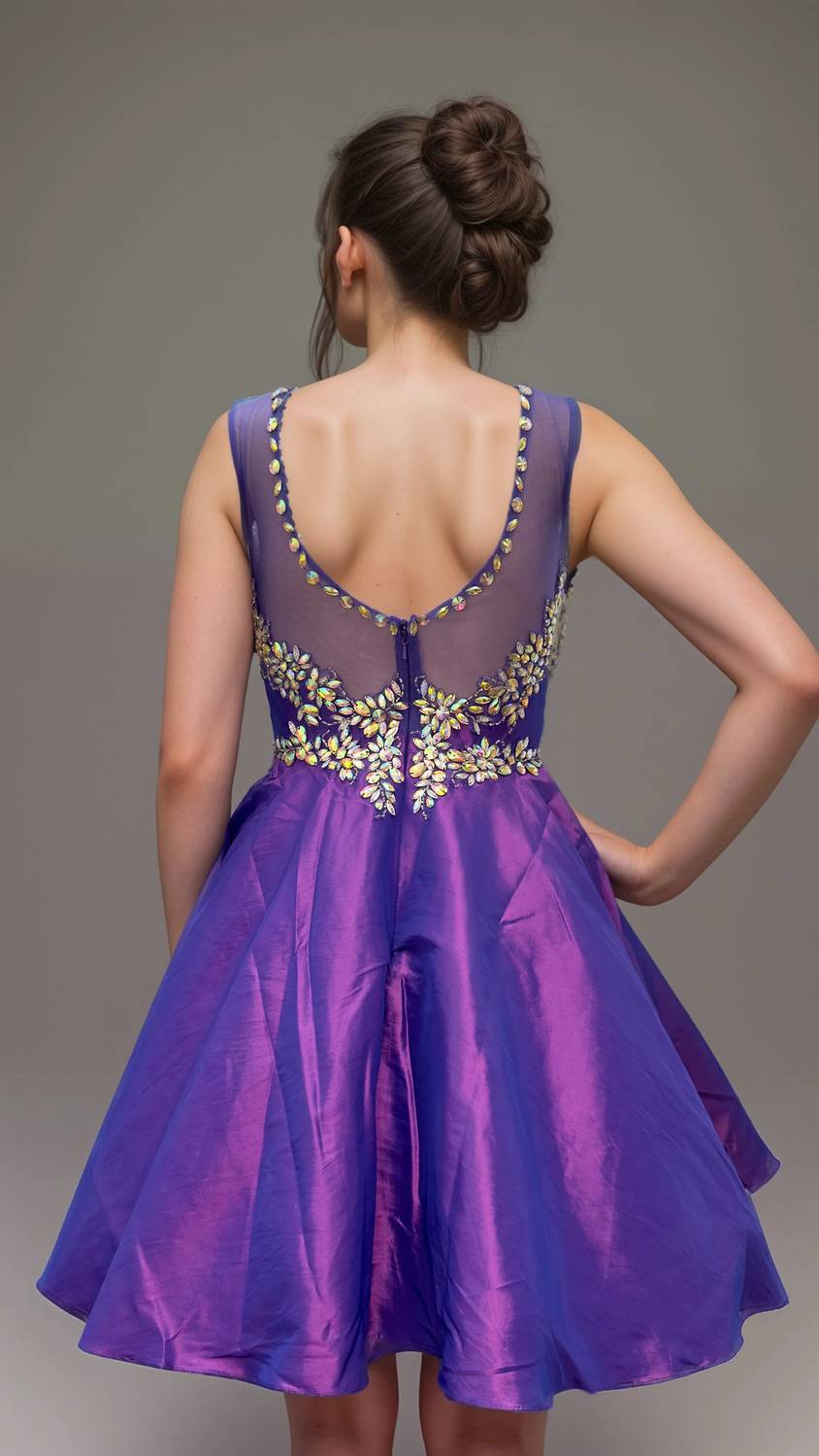 Last Dress - Floral Appliqué Mesh Bodice Prom Dress