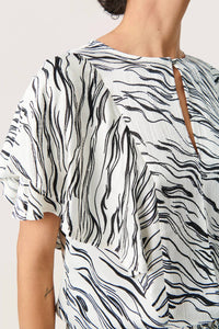 Soaked In Luxury - Vinka Ruffle Sleeve Round Neck Blouse