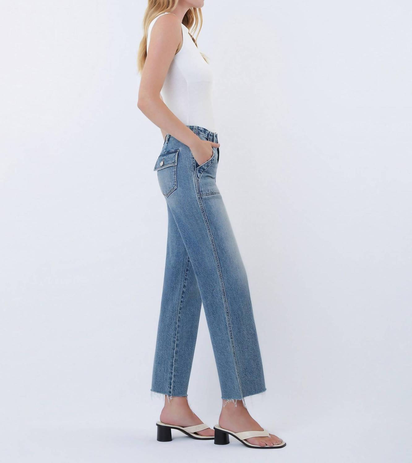 Vervet By Flying Monkey - High Rise Patch Pocket Slim Wide Jeans
