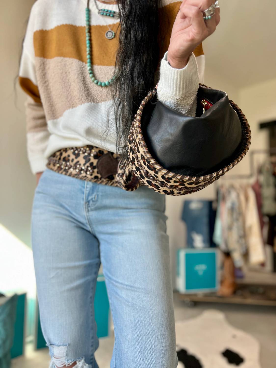 Kurtmen - Women's Armadillo Leopard Bag