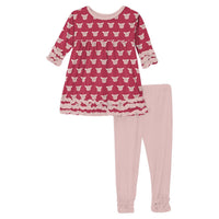 Kickee - Girl's Bamboo Long Sleeve Babydoll Outfit Set