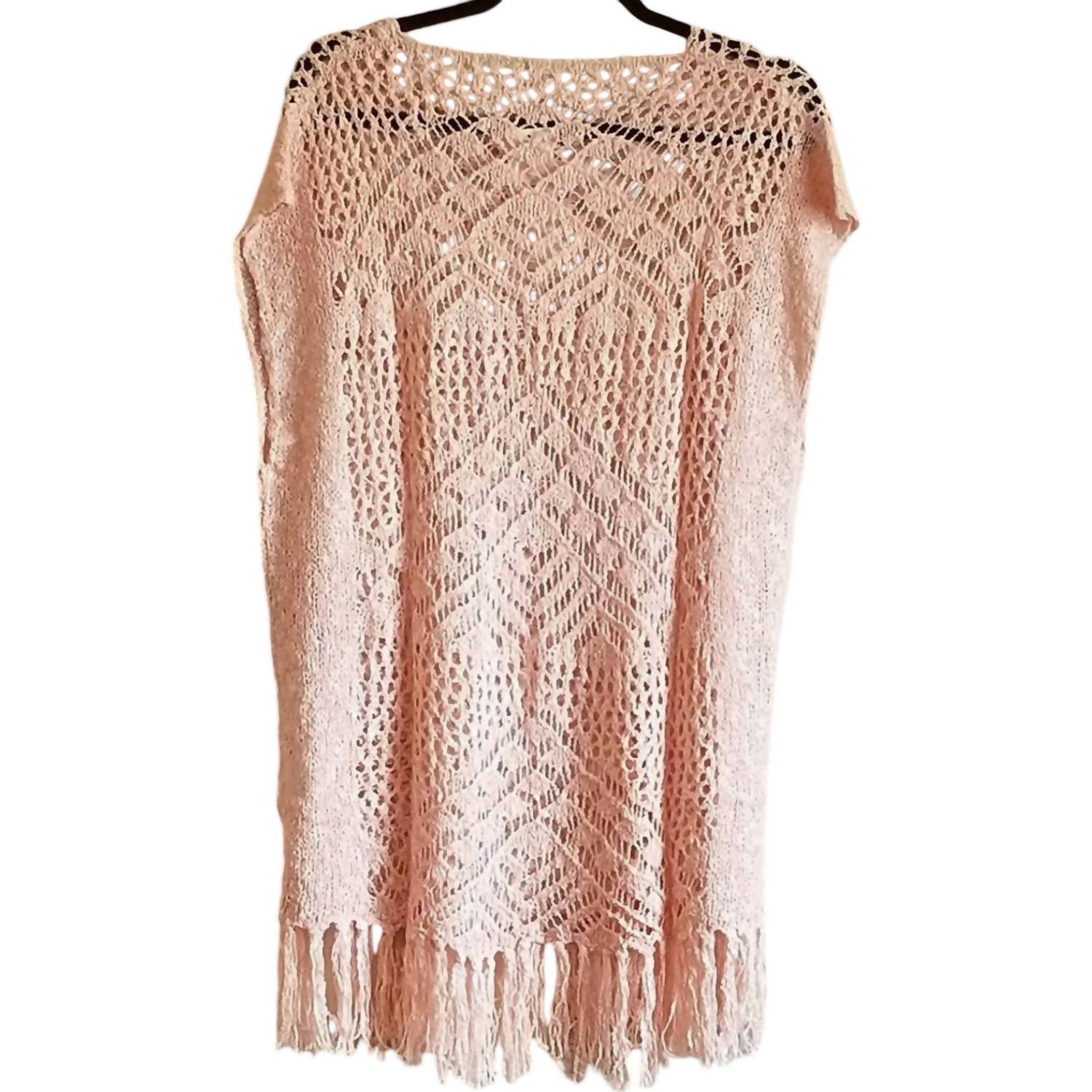 Oddy - Women's Crochet Open Knit Top with Fringe