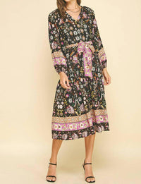Pinch - Border Print Tiered Midi Dress
