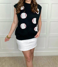 Jess Lea Had Me At Baseball Sweater in black dragon - women's tank top